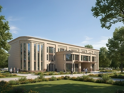 现代办公楼 现代办公楼 现代简约办公楼 产业园建筑 多层办公楼 产业园