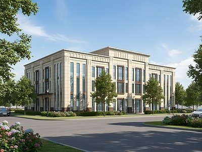 现代办公楼 现代办公楼 现代简约办公楼 产业园建筑 多层办公楼 产业园