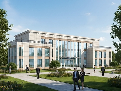 现代新中式办公楼 多层办公 总部办公 多层办公楼 产业园 屋顶绿化办公楼