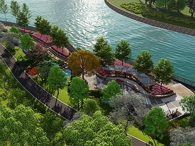 现代滨水景观 防护林景观 滨水景观