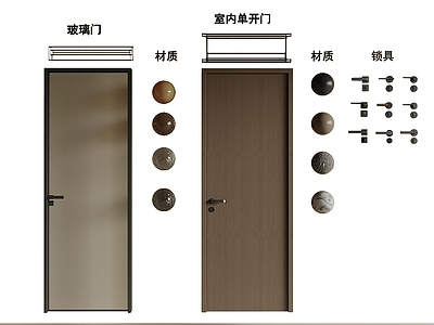 现代单开门 现代门 室内门 单开门 玻璃门 锁具