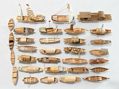 船 中式​​传统木船 古风木船