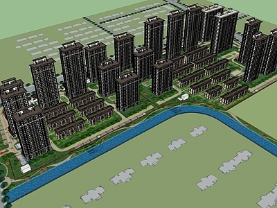 新中式小区建筑 万科桂语东方 新中式高层 新中式洋房 新中式联排 新中式小区底商