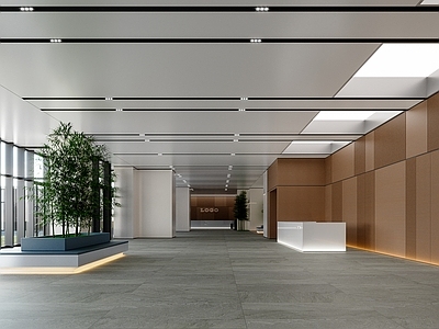 现代办公大厅 现代大堂空间 简约