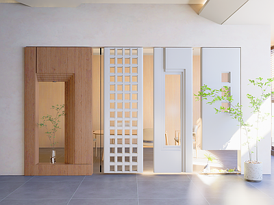 现代简约隔断 餐厅隔断 卧室隔断 隔断柜 隔断墙 水泥砖隔断
