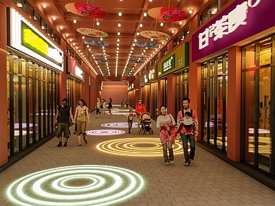 新中式其他店铺 廊桥商业街道