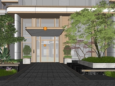 现代多层住宅 洋房住宅建筑 大平层建筑 单元入户景观 架空层