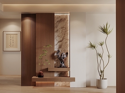 现代中古玄关 中古风玄关鞋柜 鞋柜玄关 玄关背景 装饰性玄关 玄关造景