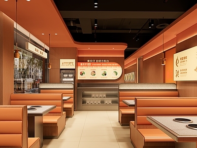 现代简约火锅店 火锅店设计 火锅餐饮空间设计 时尚餐饮座位区设 餐厅座位区设计 火锅餐饮银台设计