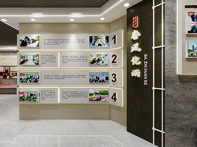 现代新中式其他文化空间 学校文化墙 学校校史馆 领导关怀 照片墙