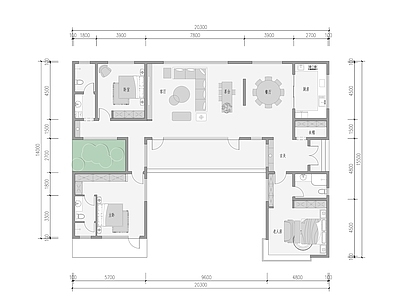 现代简约别墅建筑 一层别墅 小别墅 独栋别墅 合院别墅 农村别墅 施工图