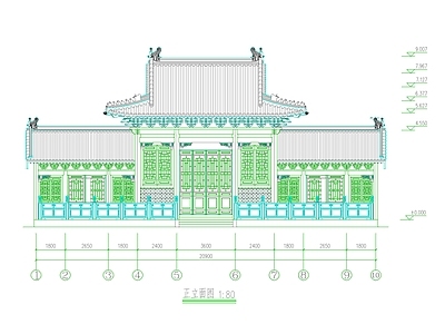寺庙 中式古建三峻殿 中式仿古三峻殿 中式寺庙大殿 中式仿古大殿 施工图