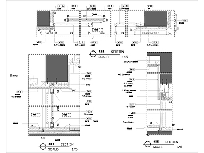 玻璃门节点 钢化玻璃推拉门 施工图
