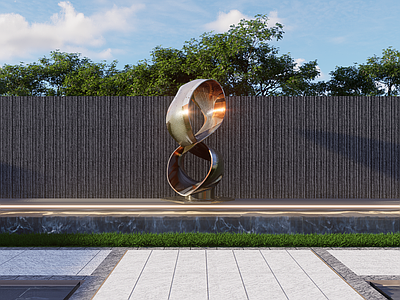 现代轻奢艺术装置 镜面雕塑 艺术装置 不锈钢雕塑