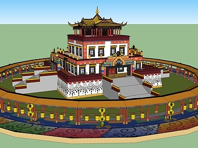 中式寺庙建筑 坛城 佛教建筑