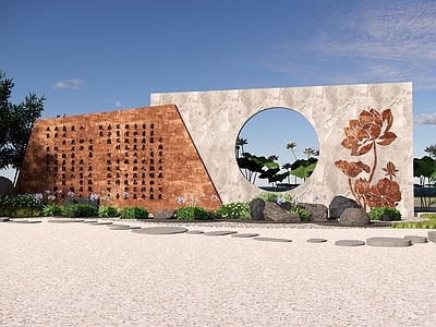 现代简约景墙 现代景墙 公园景墙 文化景墙 景观小品 小区景观