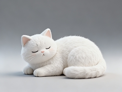 家禽动物 猫 白猫 小猫 睡觉 AIGC