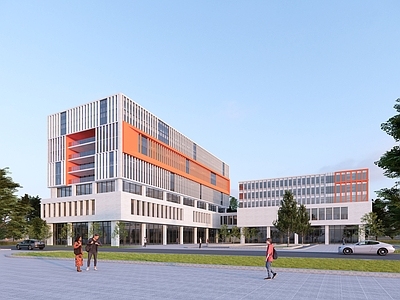 现代产业园办公楼 现代简约办公楼 多层产业办公 产业园建筑 多层厂房 工业建筑厂房