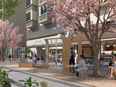 现代商业综合体景观 商业外摆景观设计 路侧商业空间设计 餐饮外摆区设计 门店外装饰设计