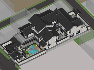 新中式中式四合院 中式别墅 中式古建