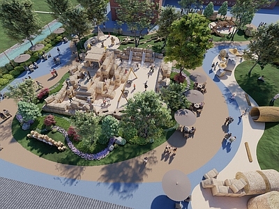 现代儿童游乐空间 乐园 稻草 无动力 儿童