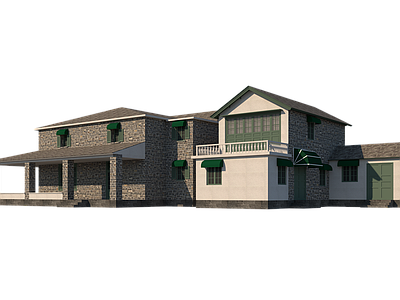 复古侘寂风格建筑 民国风石头建筑