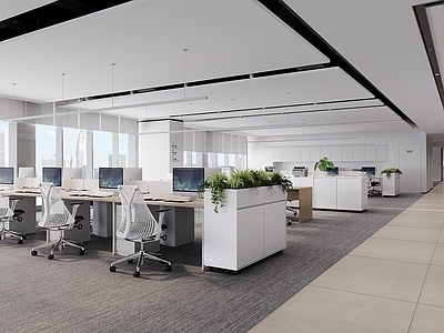 现代办公区 现代公共办公室 开敞办公区