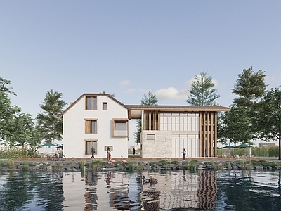 新中式其他公共建筑 新中式文化馆 乡村文化建筑 沿湖特色咖啡馆 特色小商店 景区驿站