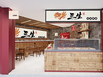 原木快餐店 小吃快餐店明档 卤菜店