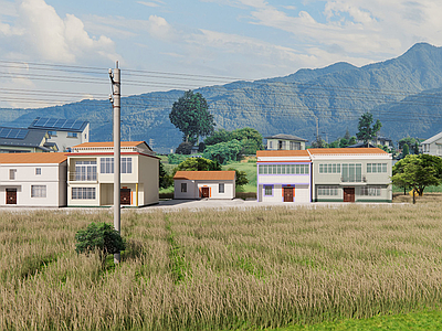 现代新中式风格建筑 农村自建房 农村房间 农村房子建筑