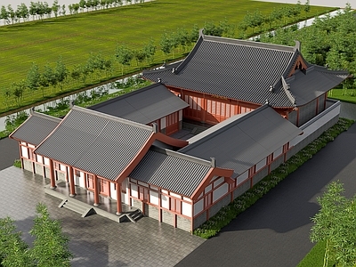 中式寺庙建筑 中式古建 寺庙