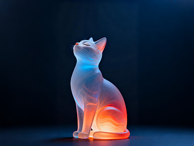 现代新中式其他摆件 猫摆件 水晶猫 星空猫 琉璃猫摆件 动物主题台灯