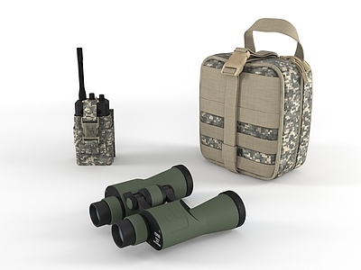 军事器材 现代 战术背包 对讲机 望远镜