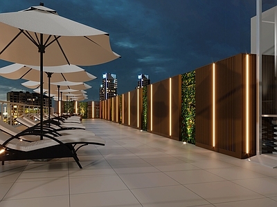 现代轻奢游泳馆 屋顶泳池 露天泳池