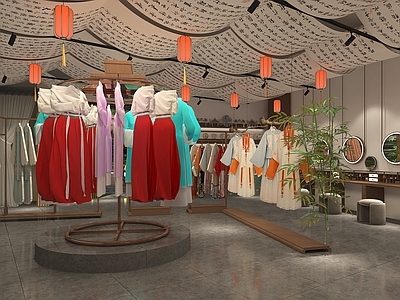 服装展厅 新中式 汉服摄影 施工图