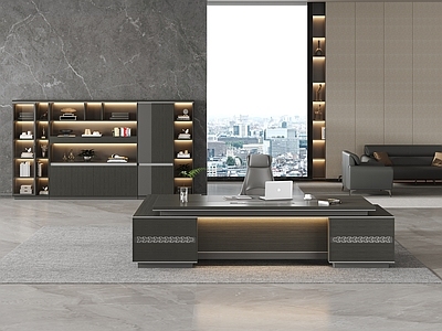 现代其他办公空间 办公室 老板办公室 大班桌 书柜