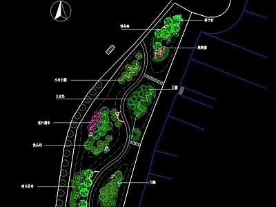 街巷支路景观 道路绿化 施工图