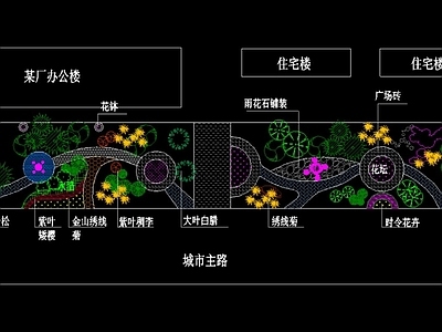 城市主干道景观 道路景观 施工图