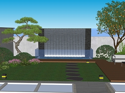 现代别墅庭院 棒棒糖
