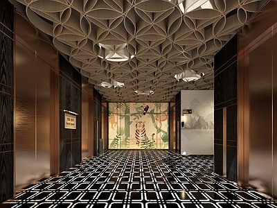 现代电梯间 地下电梯间和走廊