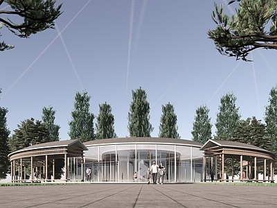 现代新中式文化馆 圆形文化中心 圆形展示展览馆 圆形公共建筑 新中式圆形建筑 圆形游客接待中心