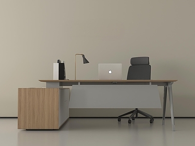 现代办公桌椅 电脑 摆件 经理办公桌 现代办公桌椅