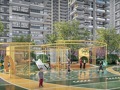 现代小区景观 儿童活动 登高面 大区景观