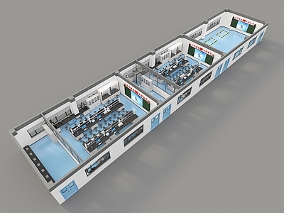 现代实验室 实验室 中央台 多功能黑板 仪器设备 消防设施