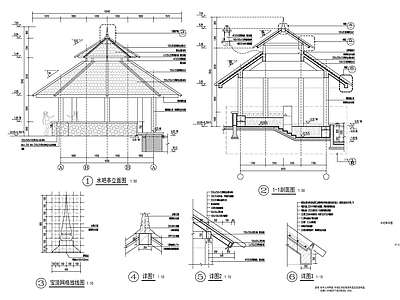 现代亭子 水吧休闲亭 施工图