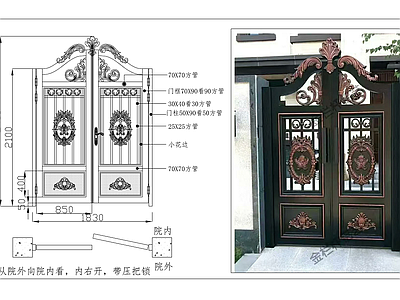 欧式其他工装空间 欧式庭院门 施工图