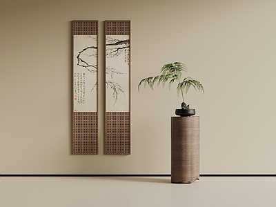 新中式挂画 新中式挂画 绿植盆景