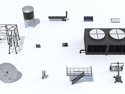 工业设备 机房 太阳能板 水塔 楼梯 信号接收器