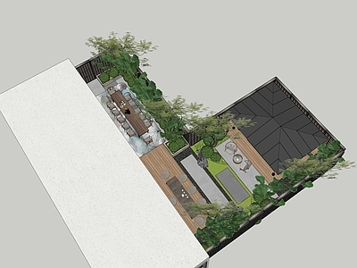 现代新中式别墅庭院 现代庭院