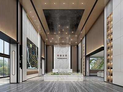 现代新中式售楼处 售楼处沙盘区